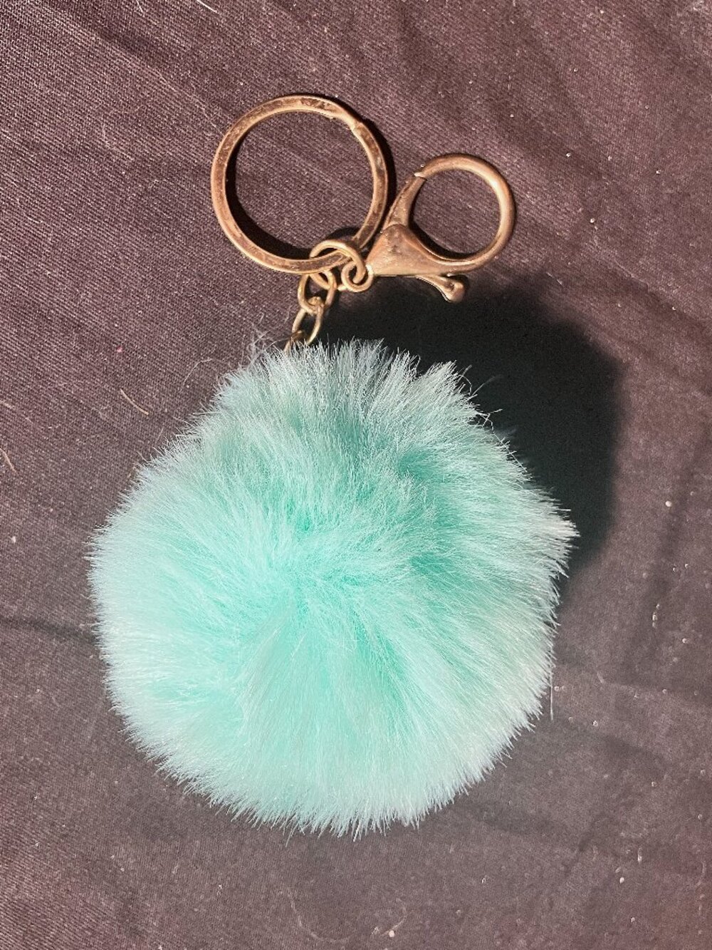 Teal Faux Rabbit Pom Pom Fur Ball Keychain/Car Key Ring/Handbag Keyring Charm